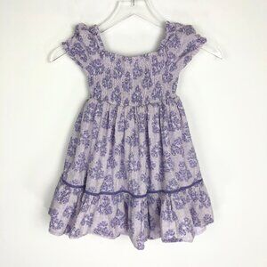 Joie Size 4 Girls' Lavender Cottage Floral Smocked Ruffled Swiss Dot Lined Dress